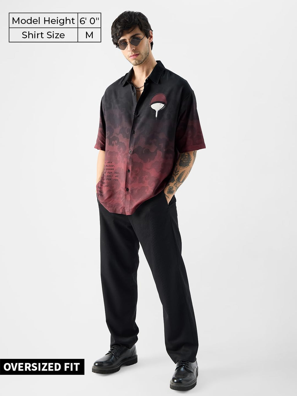 The Souled Store Official Naruto: The Last Uchiha Mens Oversize Fit Half Sleeves Graphic Pattern Multi Color Shirt Cartoon 90s S