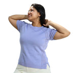 BlissClub Pointelle at-Ease CottonKnit Top | 100% Cotton top| Breathable | Ventilation Panels | Short Sleeves