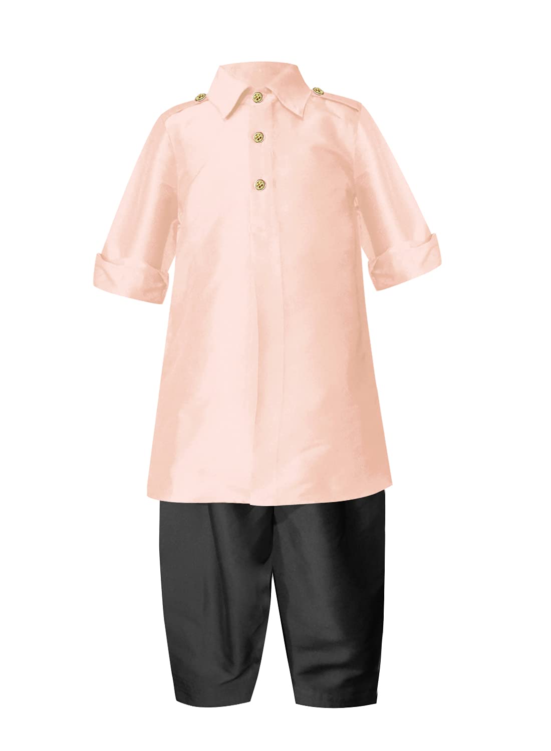 A.T.U.N. (All Things Uber Nice) Boy'S Regular Pathani Suit (Bkls Pts_Peach-Black 9-10 Years)