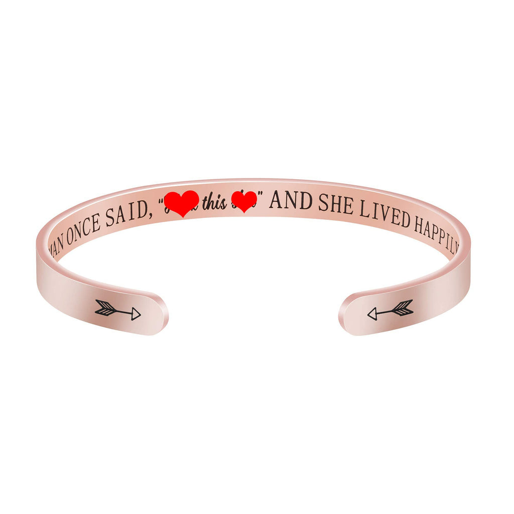 JoycuFF Inspirational Gifts for Her Women Wife Lover Funny Mantra Rose Gold Stainless Steel Birthday Christmas Cuff Bangle Brace