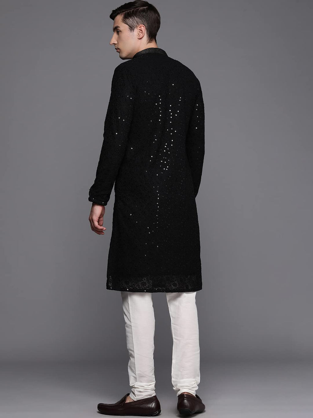 Manyavar Kurta Set For Men, Full Sleeves Mandarin Collar Ethnic Kurta Set For Engagement & Wedding, Party All Over Self Design K