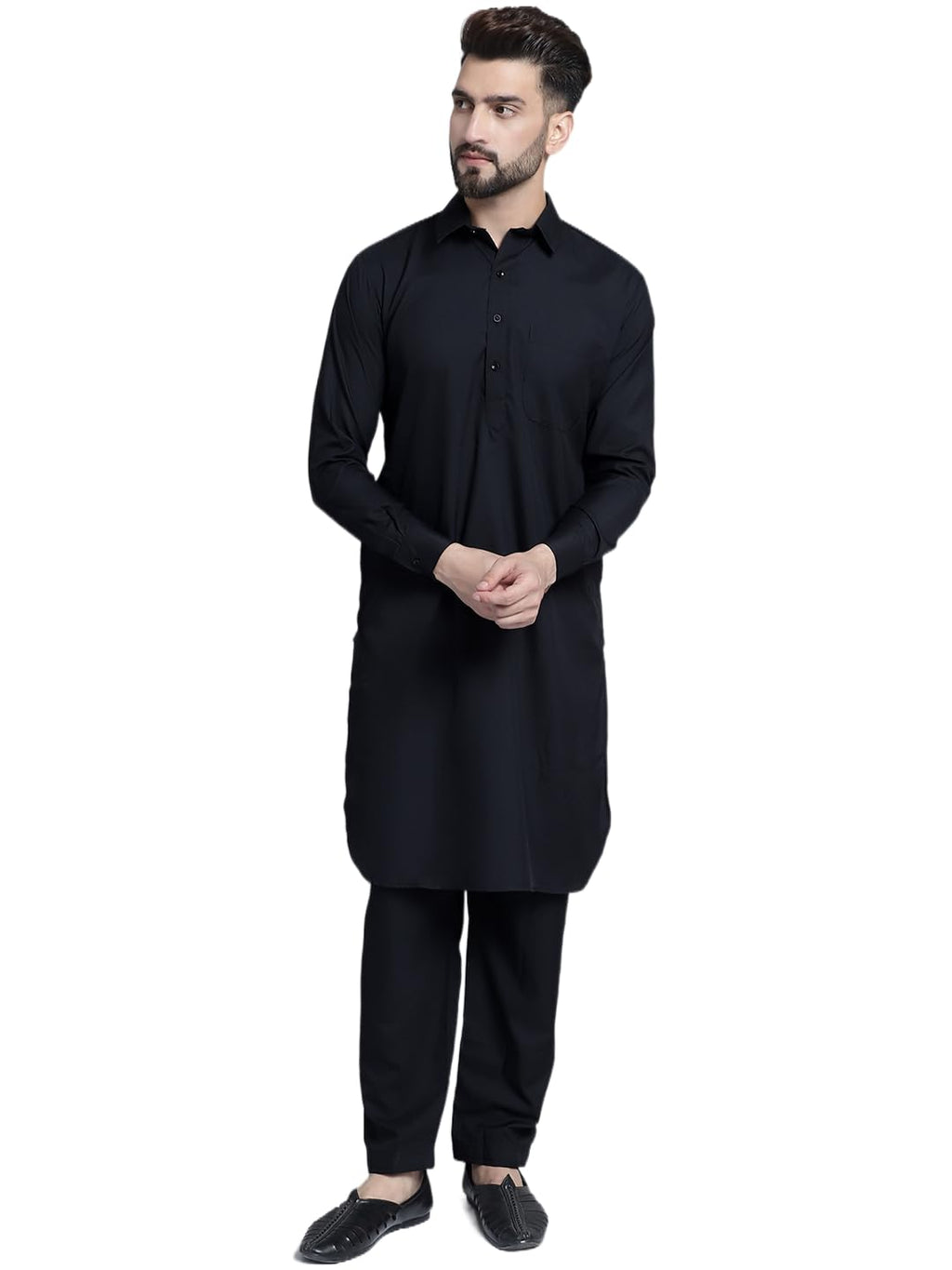Jompers Mens Cotton Solid Pathani Kurta With Salwar