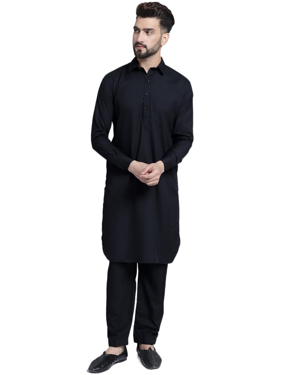 Jompers Mens Cotton Solid Pathani Kurta With Salwar