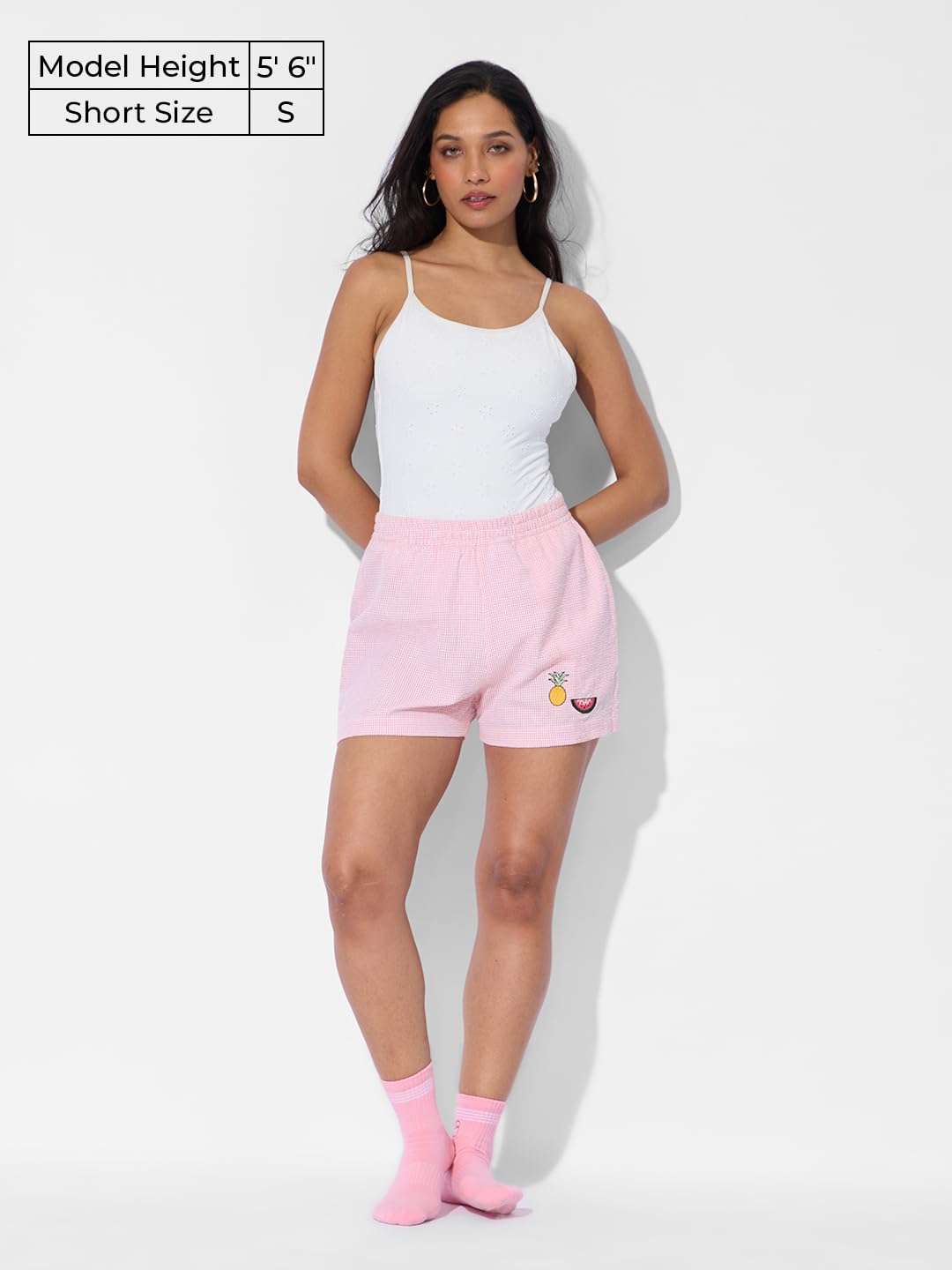 The Souled Store Scarlet Women and Girls Pull On Pink Embroidered Cotton Boxer Shorts