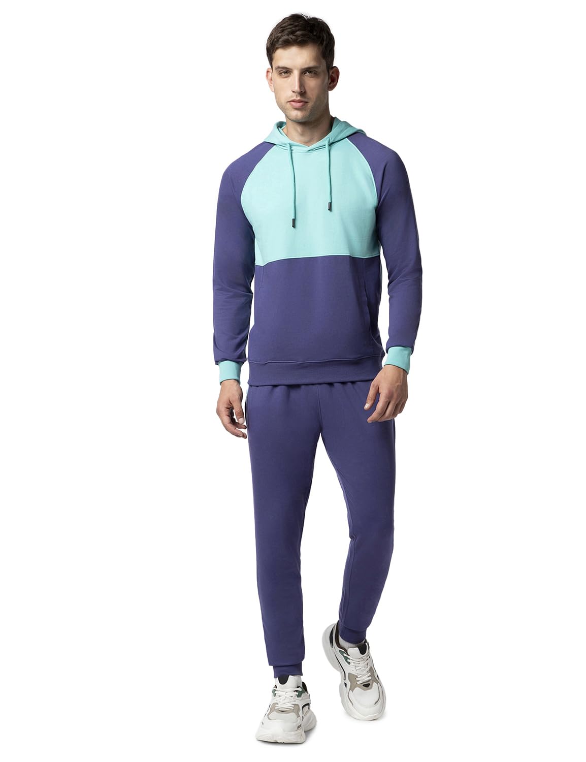 FYLTR Mens Colourblock Hoodie & Jogger Casual Co-ord Set - Raglan Sleeve Detail | Utility Side Pockets | Full Sleeve