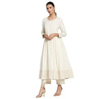 Fabindia Women Cotton Long Kurta Natural