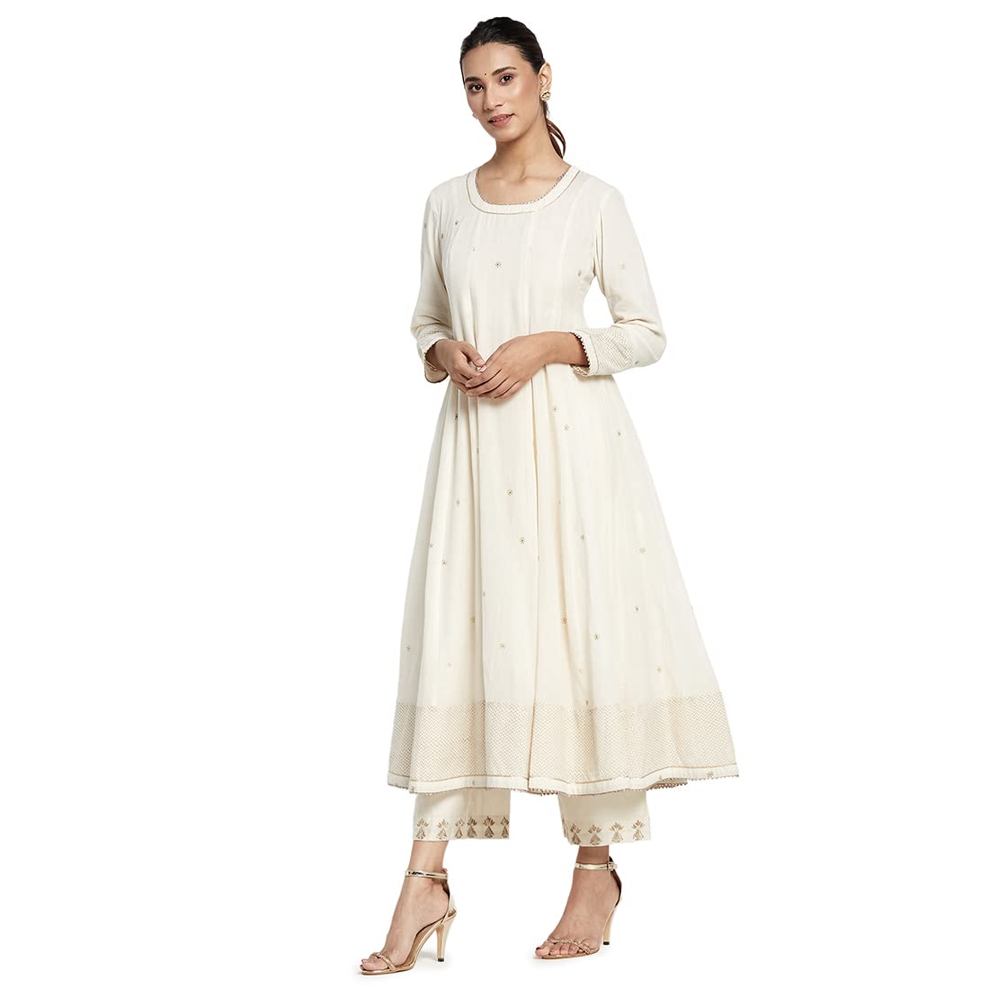 Fabindia Women Cotton Long Kurta Natural