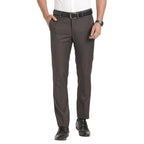 Turtle Men Terry Rayon Dark Brown Solid Slim Fit Formal Trouser