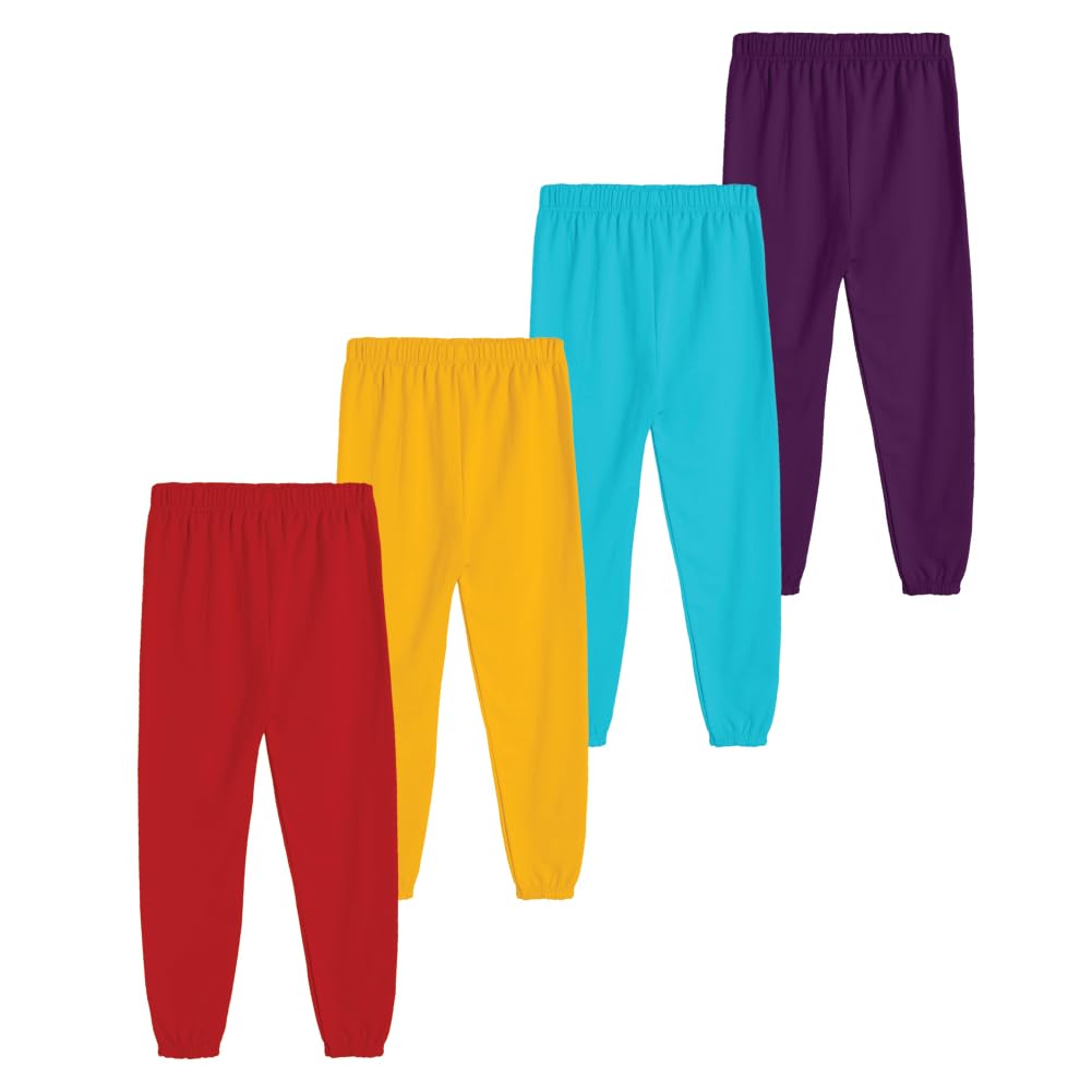 Kyda Kids 100% Pure Cotton Printed Regular Fit Track Pants For Girls (Pack Of 4)