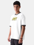 The Souled Store Official Disney: Goofy Mens and Boys Oversized fit Graphic Printed Half Sleeve Cotton White Color Oversized T-S