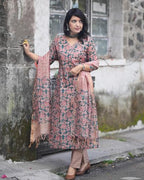 ANNI DESIGNER Womens Cotton Blend Printed Straight Kurta with Pant & Dupatta (Moringa Green-JM_L_Green_Large)