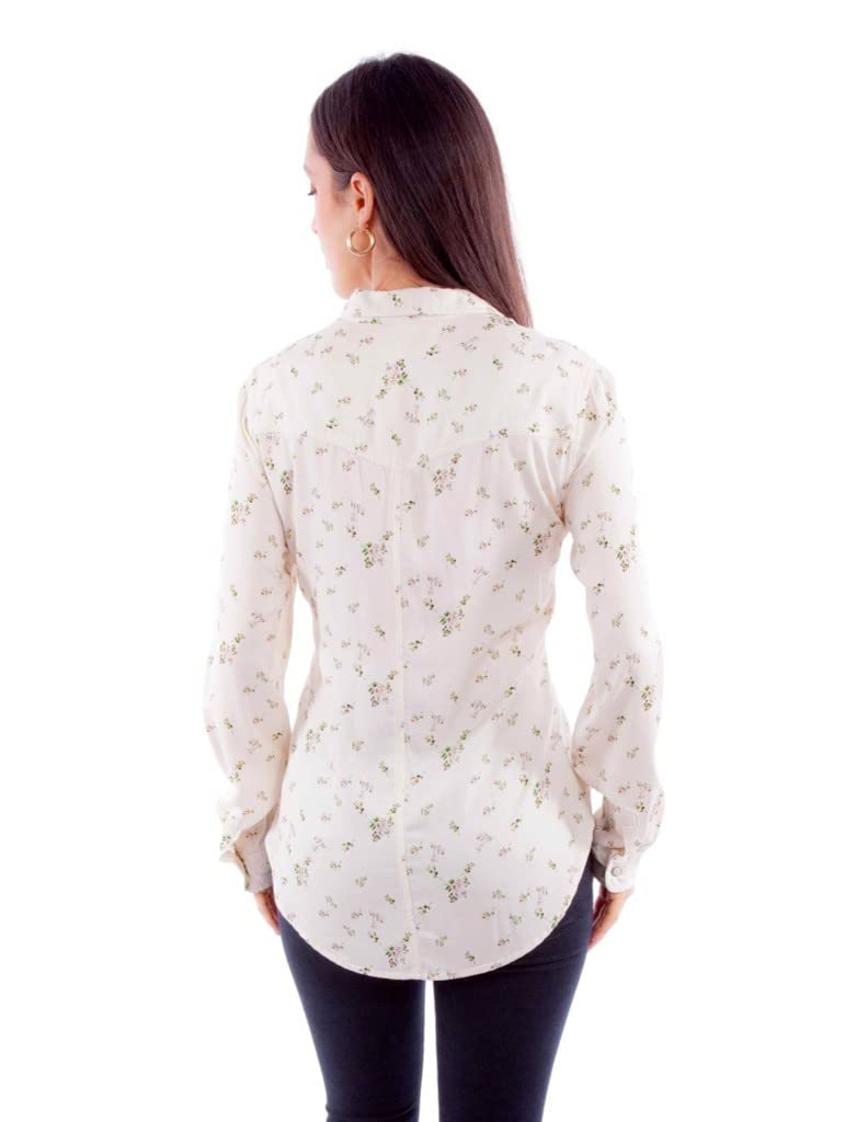 SNAP FRONT BLOUSE W/FLORAL PRINT