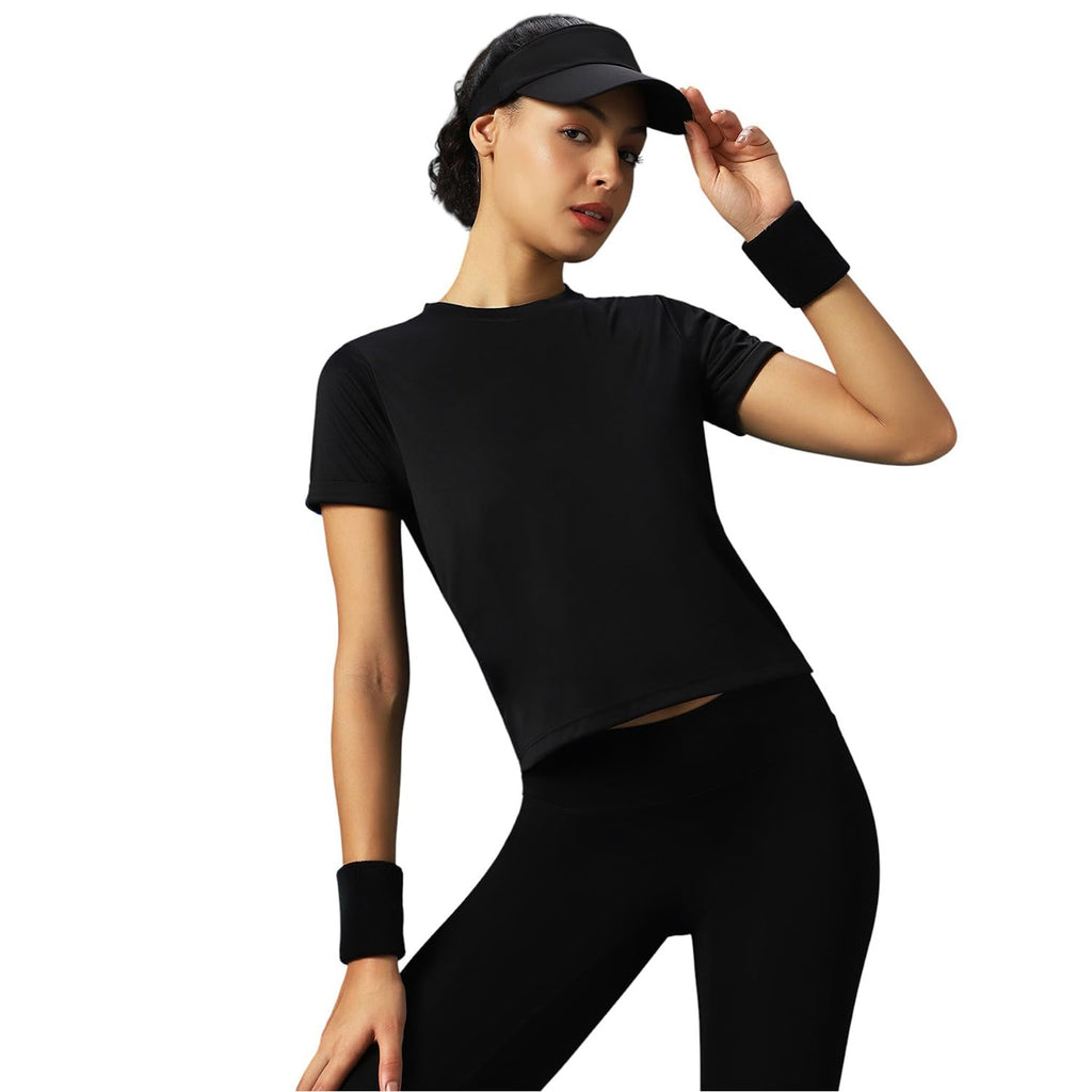PUMPD Womens Crop Top - Regular fit T-Shirt | Half Sleeve | Activewear for Workout, Casual Wear & Everyday