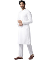 See Designs Mens Kurta | Specially Crafted And Designed For The Eid Festival White Cotton Embroidered Kurta Mandarin Collar Long