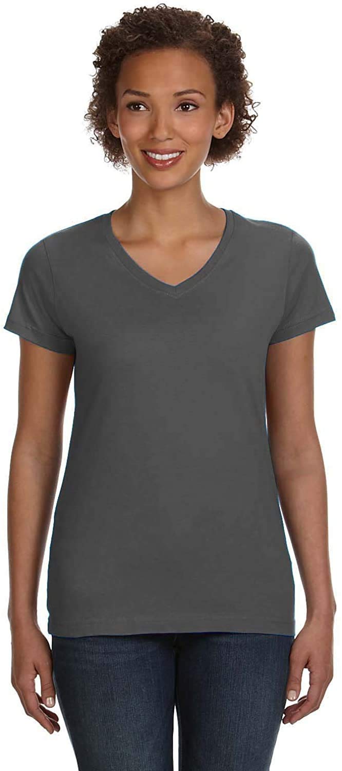 Ladies V-Neck Fine Jersey T-Shirt - BLAcK - S(D0102H7DMYP)