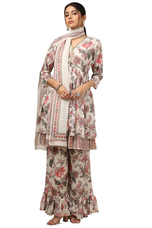 Soch Women Georgette Floral Print Suit Set with Cutdana