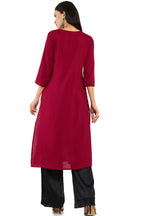 Soch Women Red Rayon Solid Kurta