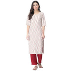 Pinkmint Women'S Color Off-White Crepe Straight Kurta And Pant Set (Ukp-2009_Xxl)
