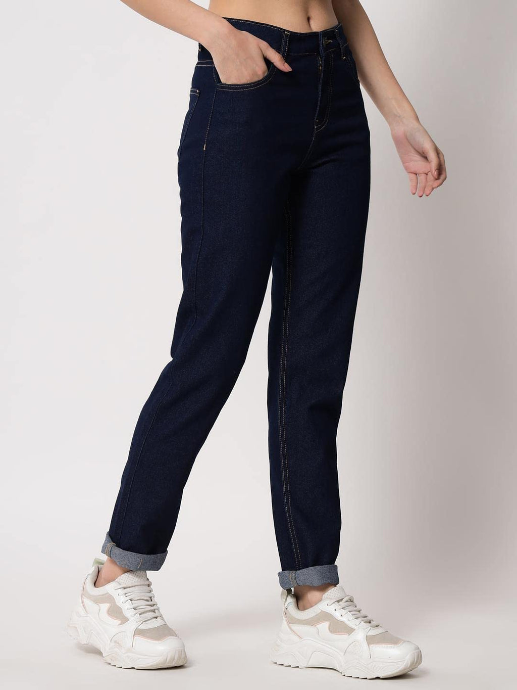 Kotty Women High Rise Cotton Lycra Regular Length Slim Fit Solid Jeans Jade Black