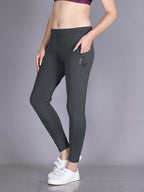 Lyra WomenS Polyester Activewear Sports Ankle Length Tights Grey