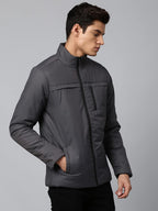 Dennis Lingo MenS Long-Sleeve Regular Fit Graphic Puffer Jacket - Waterproof, Lightweight, Casual Winterwear For Men (Dark Grey)