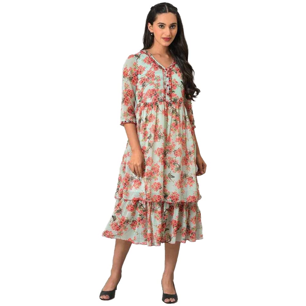 Aurelia Womens Polyester Fit and Flare Midi Dress (23FEA13872-506467_Blue