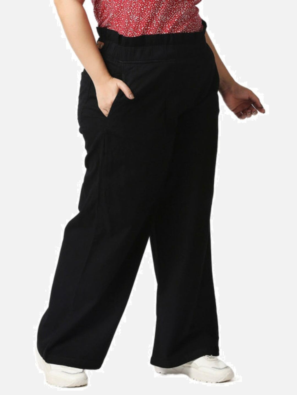 High Star Women Black Straight Solid Regular Plus Size Palazzo (38)