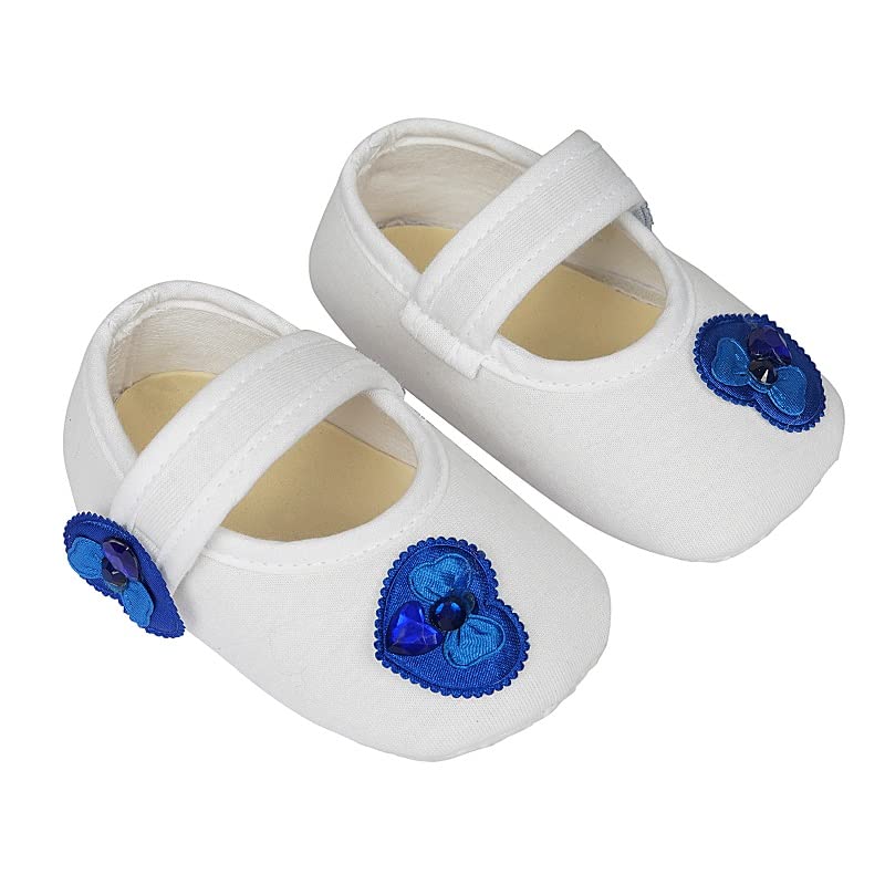 Rsmart Infant New Baby Toddlers Cotton White Sandal Booties With Blue Heart Patch (Age 1824 Months), Length : 15 Cm(Rsm_4) 18-24