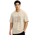 Nobero Men Cotton Printed Oversized Fit T-Shirt (1M-Twrt-C0910-Og_Sand_1