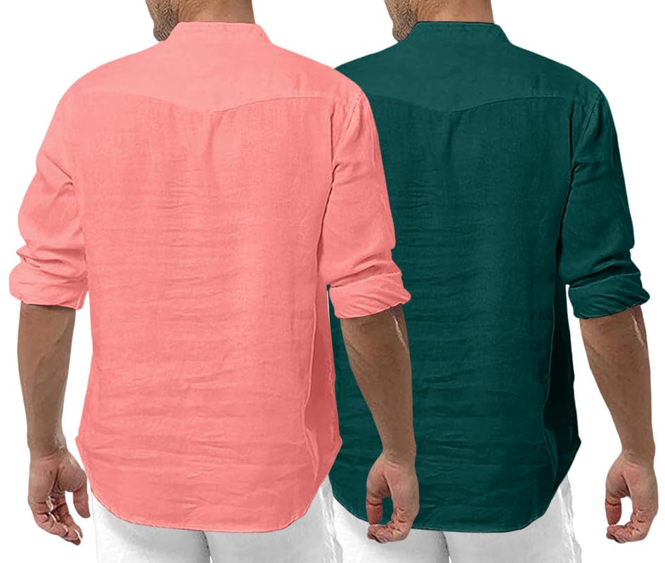 Macsivo MenS Cotton Blend Kurta With Solid Band Collar Full Sleeve Button Closure Regular Fit Curved Hem Length | Kurta For Man