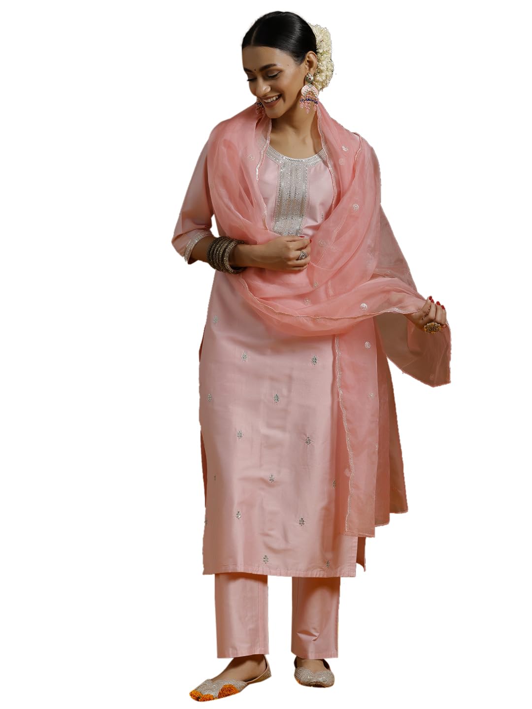 Gerua By Libas Embroidered Silk Blend Straight Kurta Set For Women (35646Xxl)