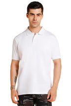 Dennis Lingo Mens Slim fit Solid White Polo T-Shirt