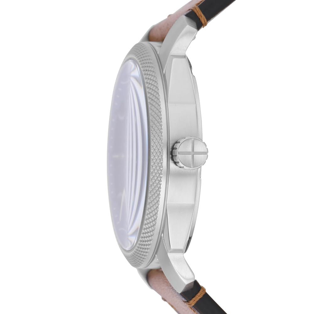 Fossil Men's Machine Quartz Silver and Leather Three-Hand Watch, Color: Silver (Model: FS5920)