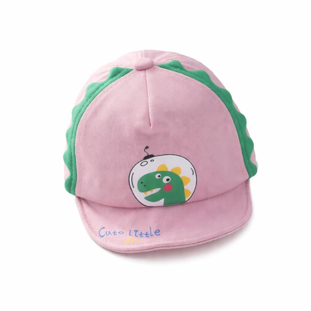 Bold N Elegant Kids Little Dinosaur Print Flat Peak Visor Cap With Grooves Sun Visor Cap Hat For 0 To 3 Years Baby Boys And Girl 0-24