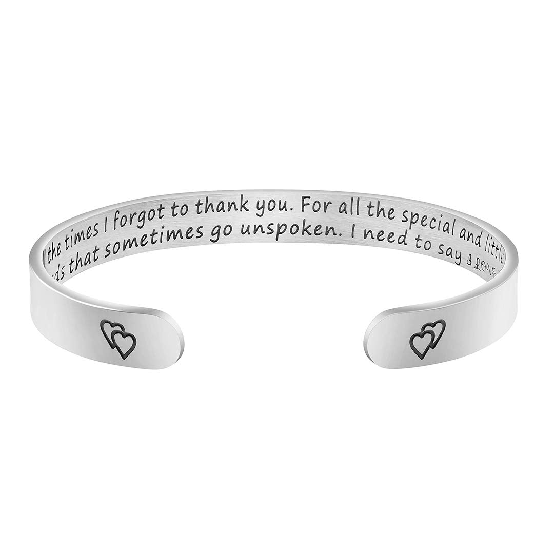 Bracelet for Mom Mothers Day Christmas Birthday Thanksgiving Day Gifts Cuff 316L Stainless Steel Inspirational Motivational Enco