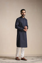 Manyavar Kurta Set For Men, Full Sleeves Mandarin Collar Ethnic MenS Kurta Set For Engagement, Wedding, Party Blended Cotton Pr