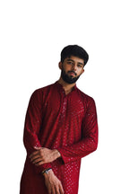 LookMark Present Mens Pure Rayon Chikankari Sequins Kurta||Mens Chikankari Maroon Coloured Kurta|| AZ-LM-OG-Kurta 11 Maroon-XX
