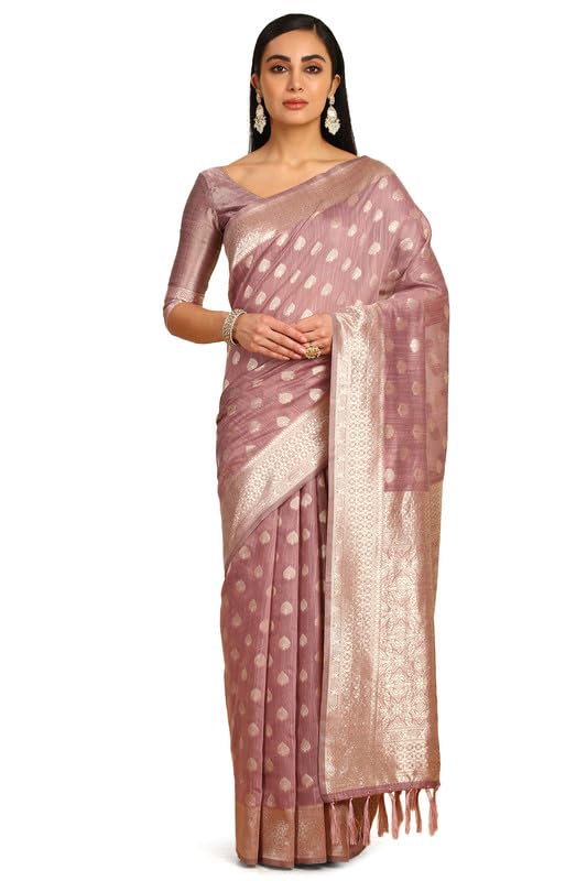 Soch Women Woven Design Jacquard Tussar Saree