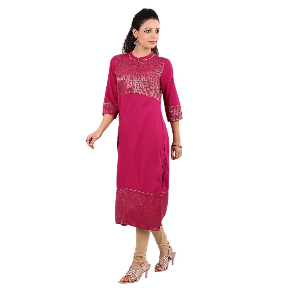Aurelia Women'S Rayon Kurta (18Aua10095-300085_Pink_Xx-Large)