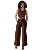 Selvia WomenS Co-Ords Set|Lycra V-Neck Solid Crop Top And Pant Set|Formal Co-Ords Set For Women|Two Piece Co-Ord Set|Top & Trou