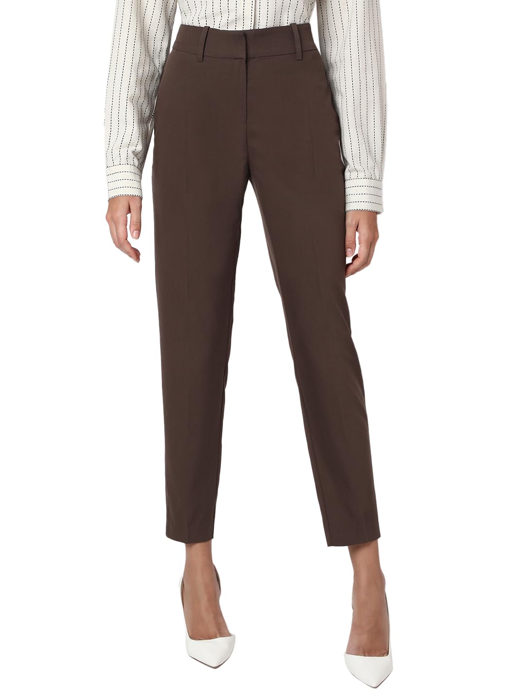 Vero Moda Women Tapered Fit Mid-Rise Brown Trouser