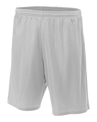 A4 7 Lined Tricot Mesh Short, Silver, Small