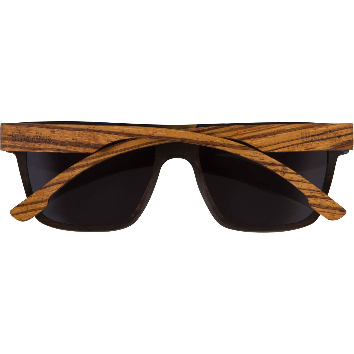Woodies Polarized Modern Semi Square Sunglasses | Dark Lenses, Full Wood Frame | 100% UVA/UVB Ray Protection
