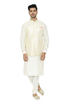 Manyavar MenS Silk Blend Other Kurta Pyjama With Waist Coat (Jast110_Cream_M)