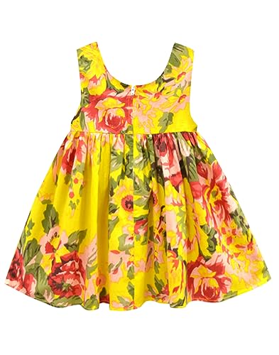 A.T.U.N. (ALL THINGS UBER NICE) Girls Floral Printed Round Neck Sleeveless Bow Fit & Flared Dress