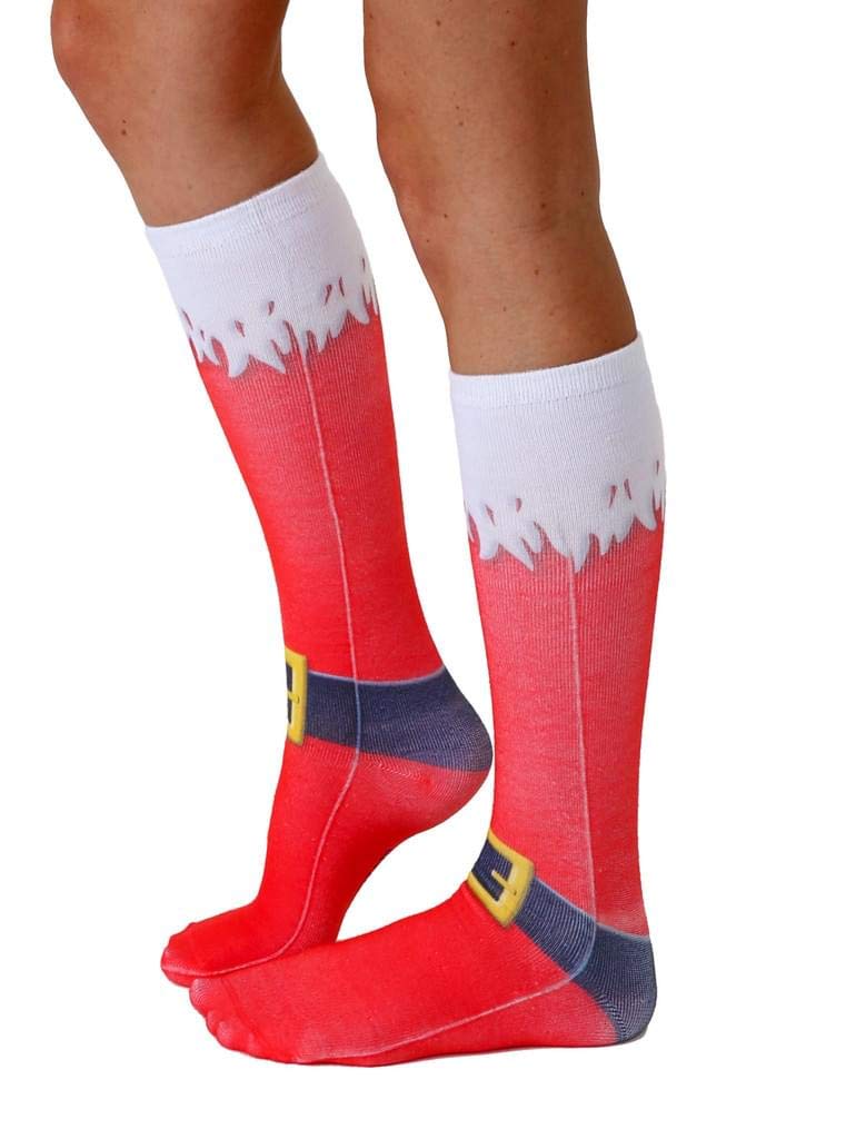 Living Royal Knee High Socks, 3D Print, Colorful & Durable, One Size Fits Most, Made in USA, Santa Boots Design