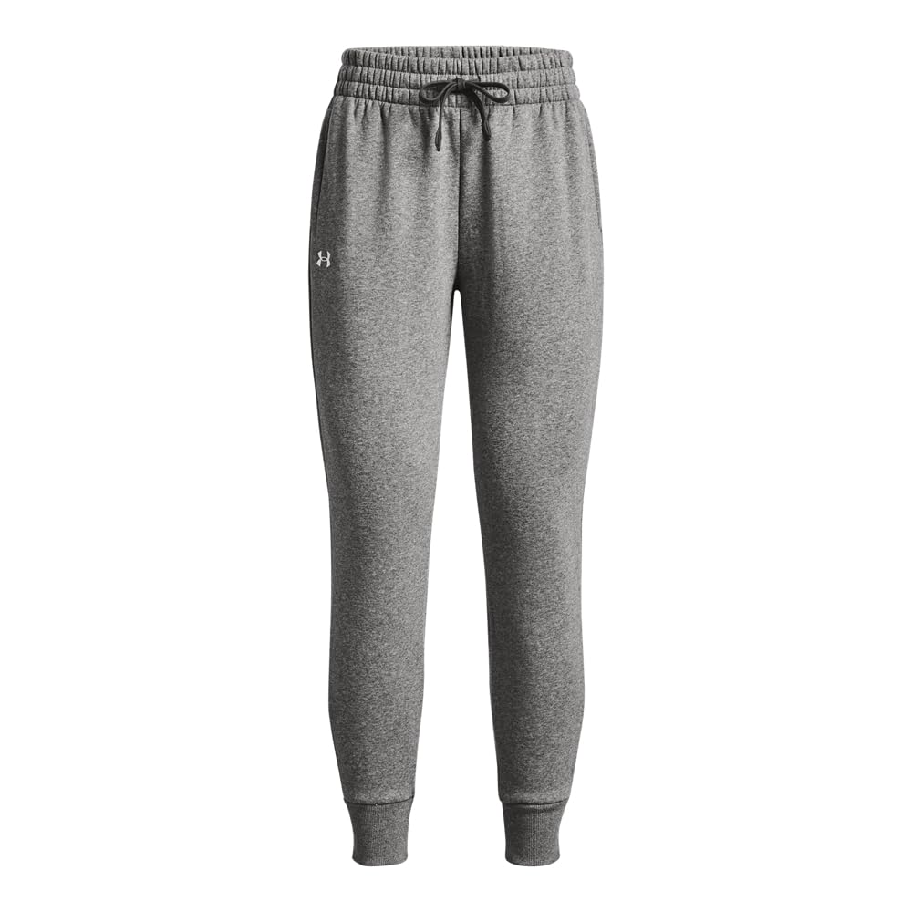 Under Armour Womens Rival Fleece Joggers, (025) Castlerock Light Heather / / White, Large