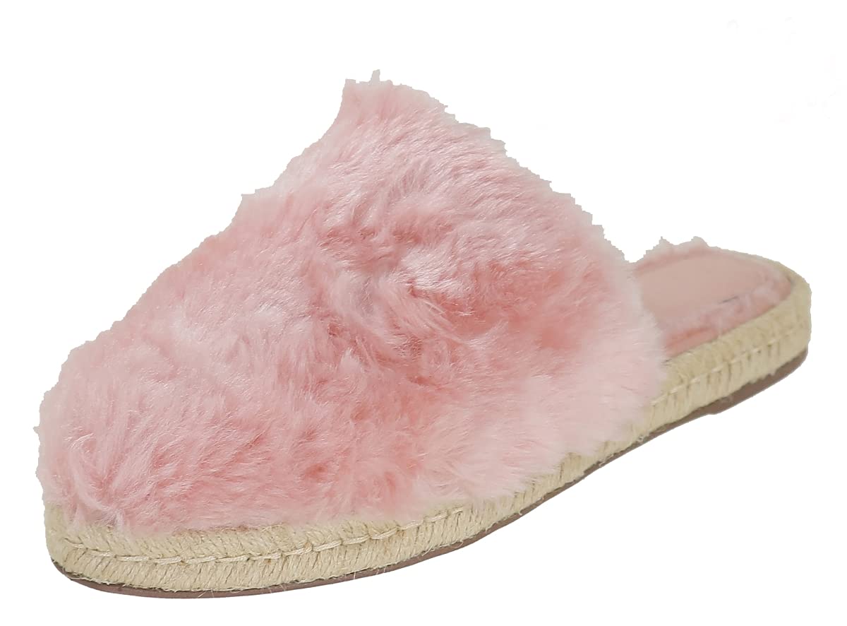 Bruno Menegatti 385002RO-7 Valentina-Angie Fluffy Closed-Toe Slippers  Rose - Size 7