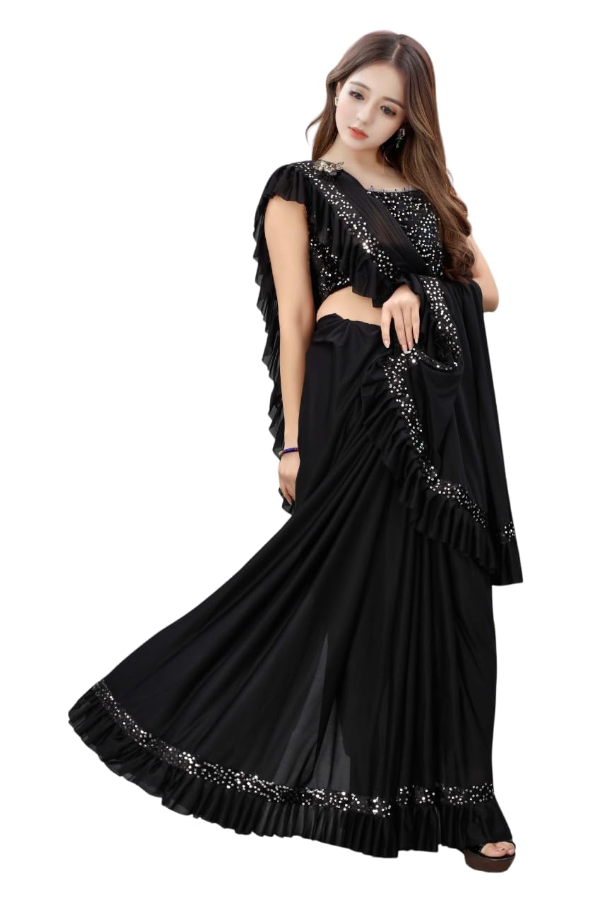 Dhyey Fashion Baby Girls Lycra Blend Saree With Unstitched Blouse  Stylish Saree For Girls, Perfect For Special Celebrations,Vib
