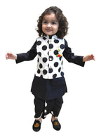 A.T.U.N. (ALL THINGS UBER NICE) Boys Ethnic Wear Black White Dhoti Kurta with Polka Dot Linen Jacket Set (3 Piece Set)